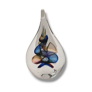 Pre-loved Marie Pyrcak Signed Glass Teardrop Paperweight